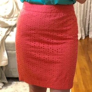 Forever 21 Coral Fitted Mid Length Skirt